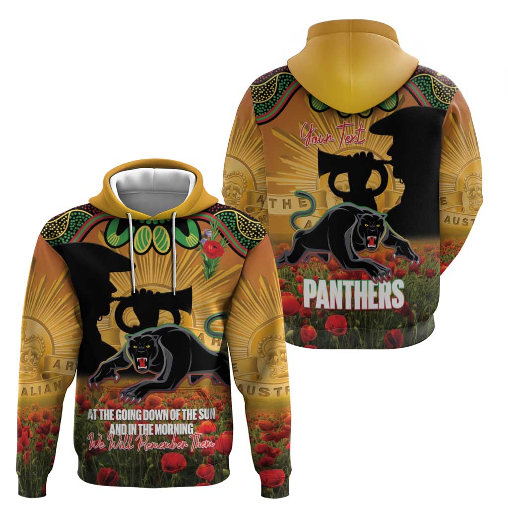 Personalised Panthers Rugby ANZAC Day Zip Hoodie Last Post Poppy We Will Remember Them