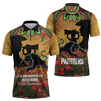 Personalised Panthers Rugby ANZAC Day Zipper Polo Shirt Last Post Poppy We Will Remember Them