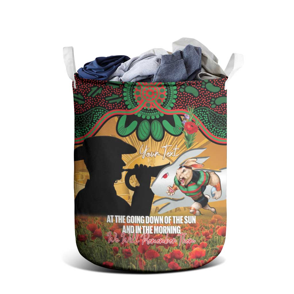 Personalised Rabbitohs Rugby ANZAC Day Laundry Basket Last Post Poppy We Will Remember Them