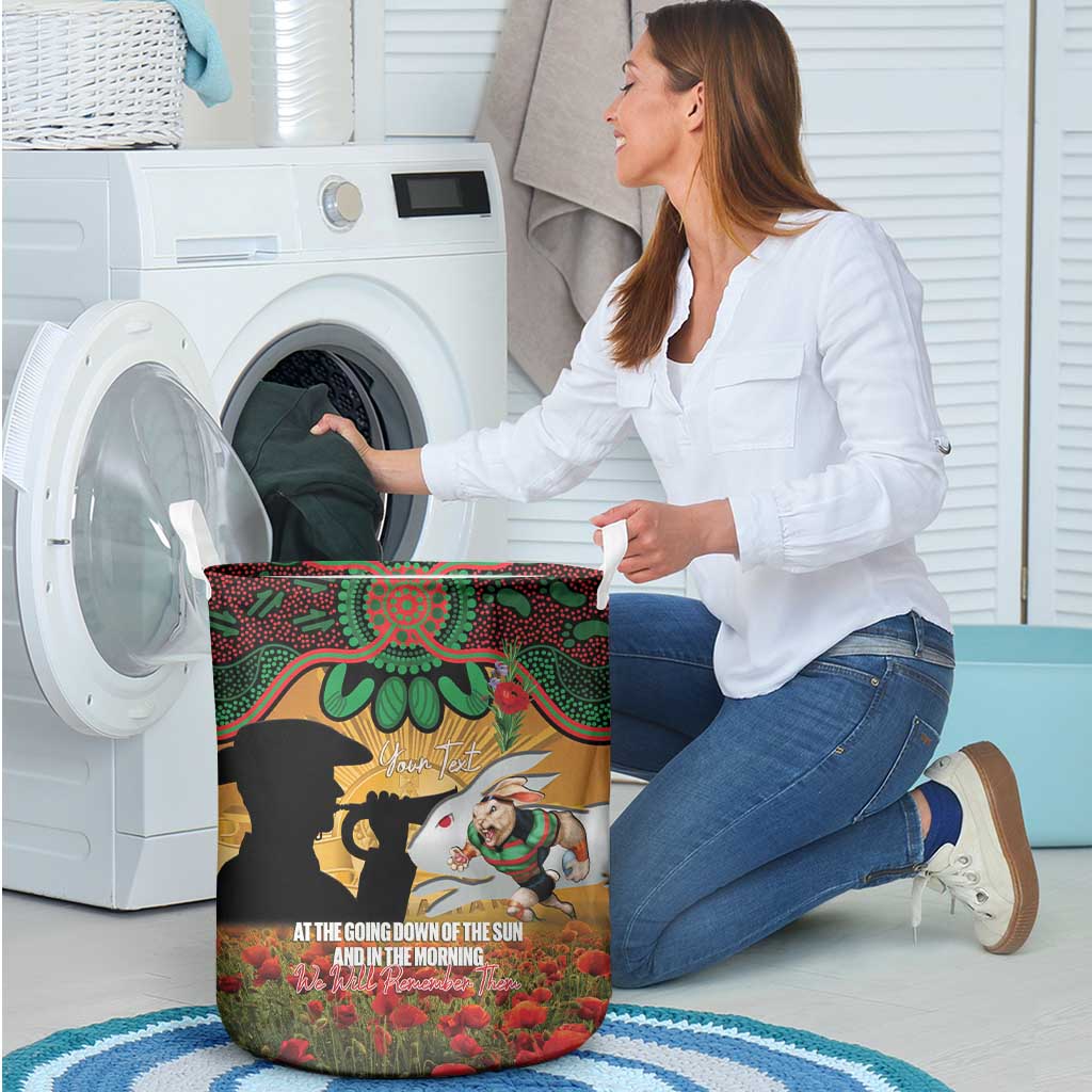 Personalised Rabbitohs Rugby ANZAC Day Laundry Basket Last Post Poppy We Will Remember Them