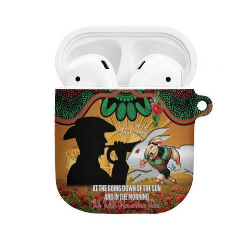Personalised Rabbitohs Rugby ANZAC Day AirPods Case Last Post Poppy We Will Remember Them