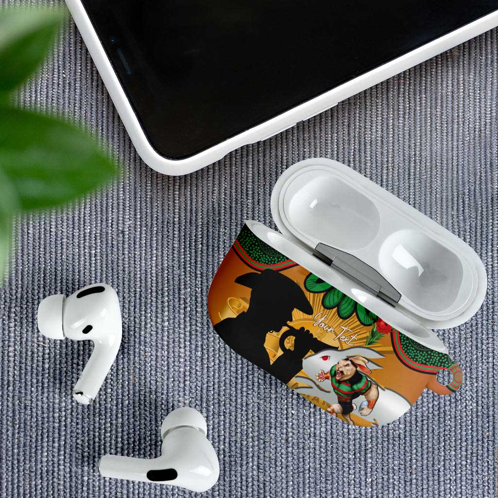 Personalised Rabbitohs Rugby ANZAC Day AirPods Case Last Post Poppy We Will Remember Them