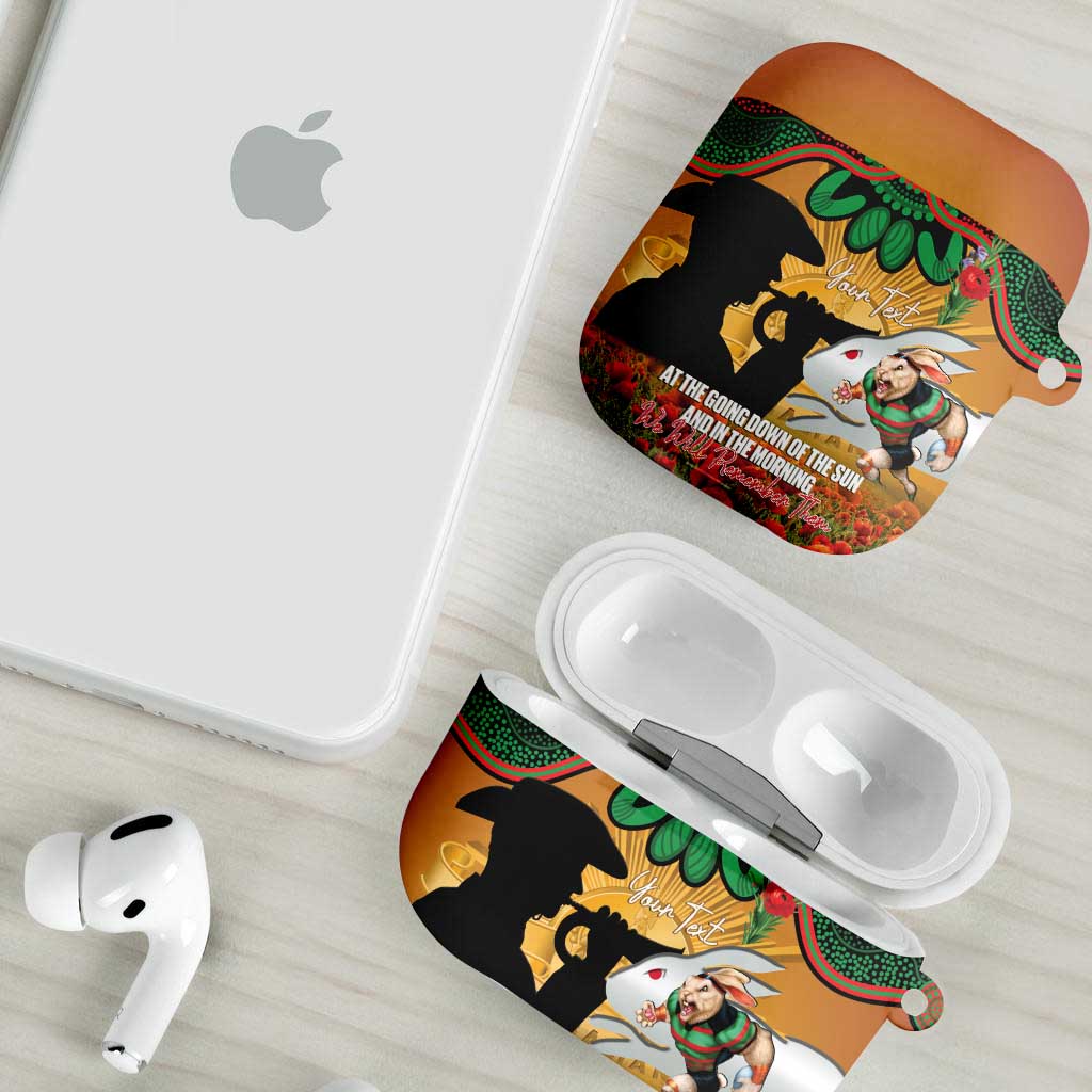 Personalised Rabbitohs Rugby ANZAC Day AirPods Case Last Post Poppy We Will Remember Them