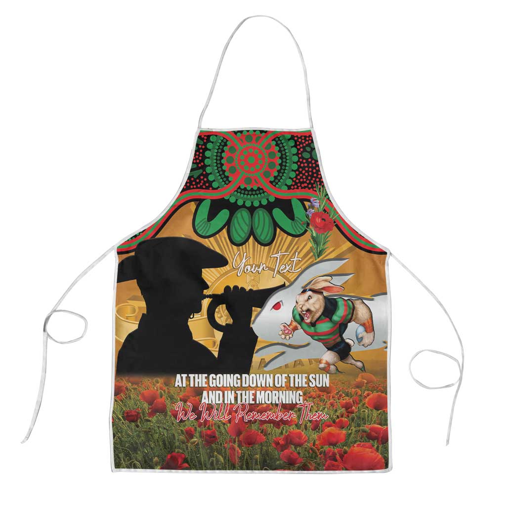 Personalised Rabbitohs Rugby ANZAC Day Apron Last Post Poppy We Will Remember Them