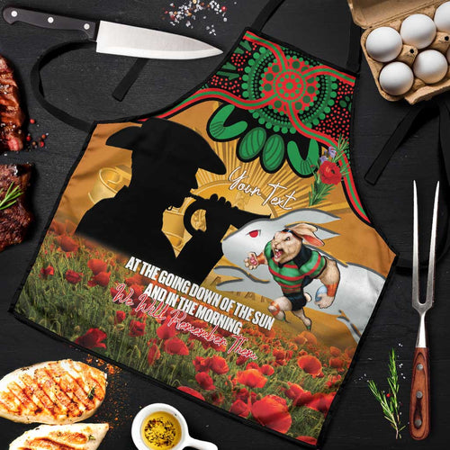Personalised Rabbitohs Rugby ANZAC Day Apron Last Post Poppy We Will Remember Them