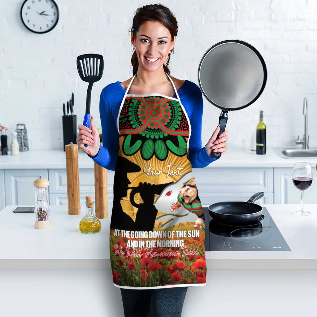 Personalised Rabbitohs Rugby ANZAC Day Apron Last Post Poppy We Will Remember Them