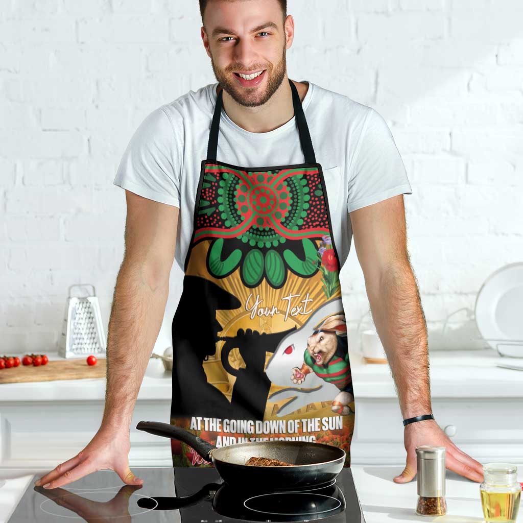 Personalised Rabbitohs Rugby ANZAC Day Apron Last Post Poppy We Will Remember Them