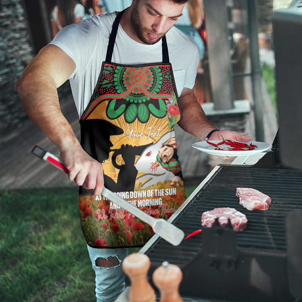 Personalised Rabbitohs Rugby ANZAC Day Apron Last Post Poppy We Will Remember Them