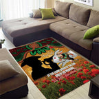 Personalised Rabbitohs Rugby ANZAC Day Area Rug Last Post Poppy We Will Remember Them