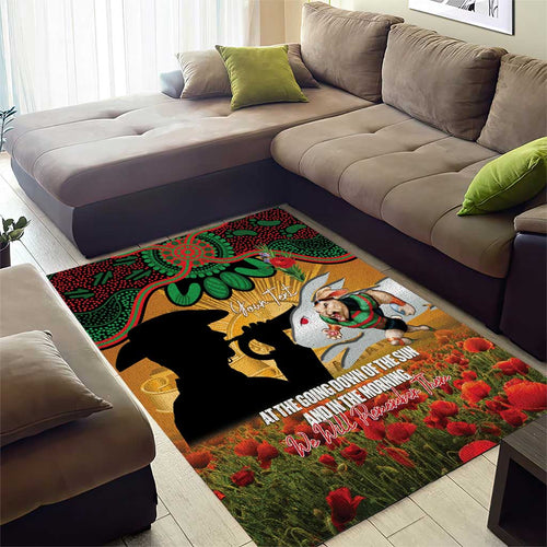 Personalised Rabbitohs Rugby ANZAC Day Area Rug Last Post Poppy We Will Remember Them