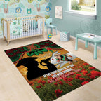 Personalised Rabbitohs Rugby ANZAC Day Area Rug Last Post Poppy We Will Remember Them