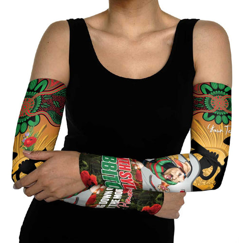 Personalised Rabbitohs Rugby ANZAC Day Arm Sleeves Last Post Poppy We Will Remember Them