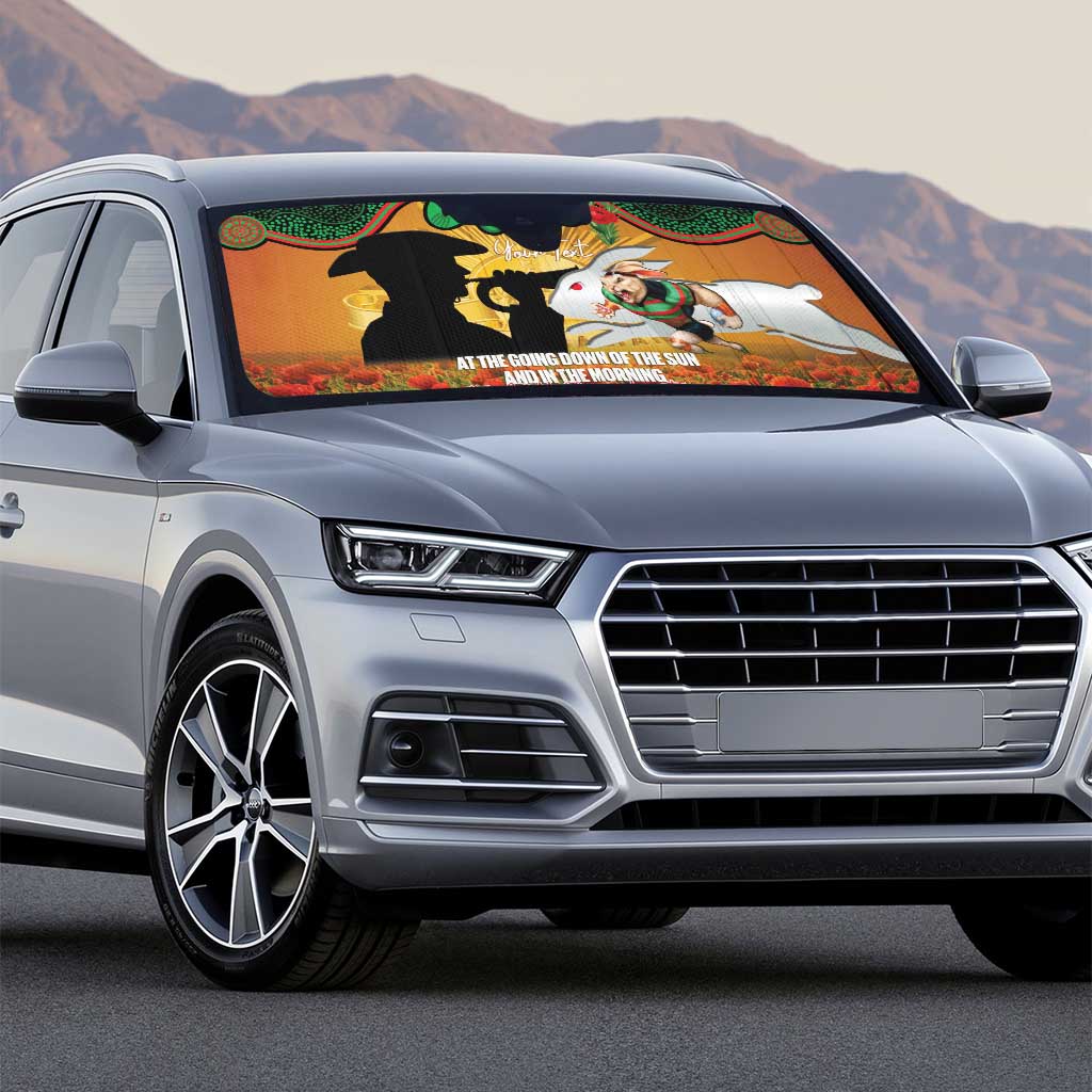 Personalised Rabbitohs Rugby ANZAC Day Auto Sun Shade Last Post Poppy We Will Remember Them