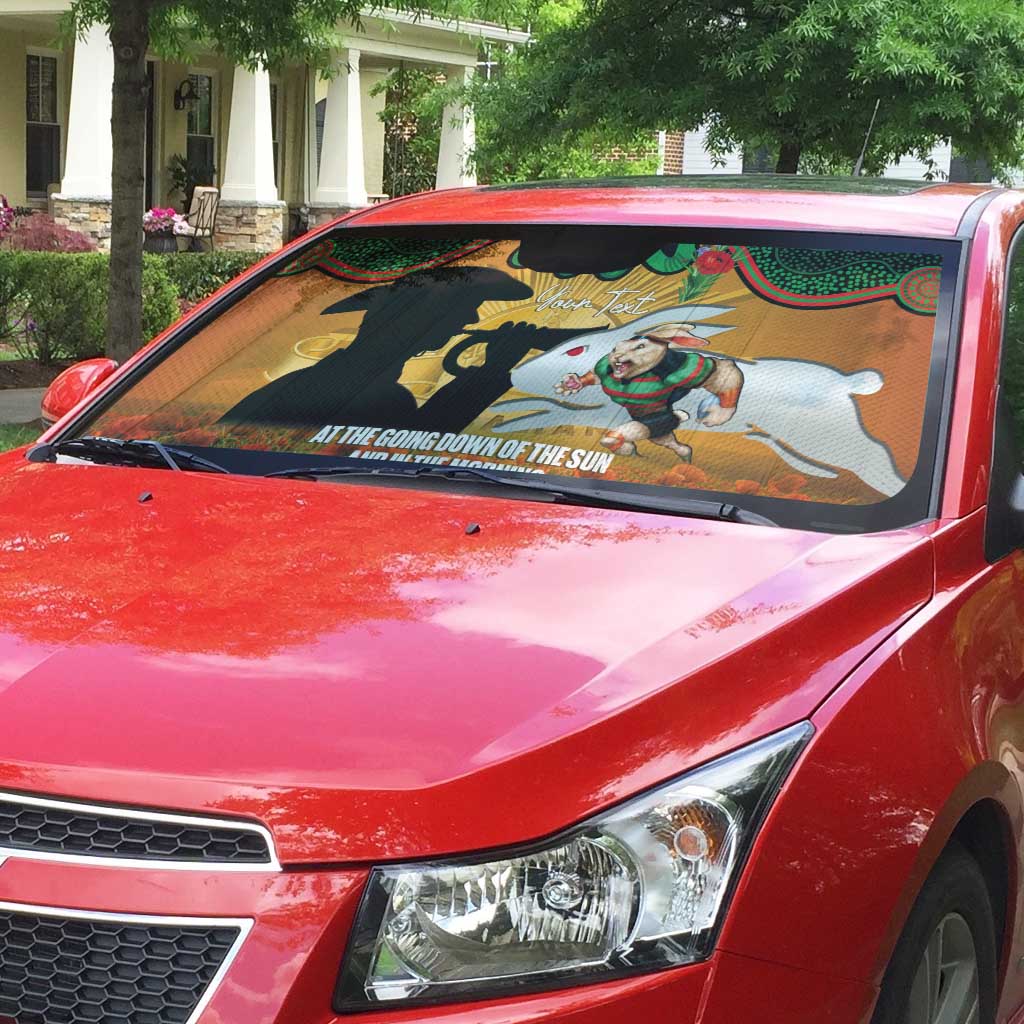 Personalised Rabbitohs Rugby ANZAC Day Auto Sun Shade Last Post Poppy We Will Remember Them