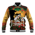 Personalised Rabbitohs Rugby ANZAC Day Baseball Jacket Last Post Poppy We Will Remember Them