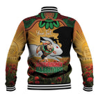 Personalised Rabbitohs Rugby ANZAC Day Baseball Jacket Last Post Poppy We Will Remember Them