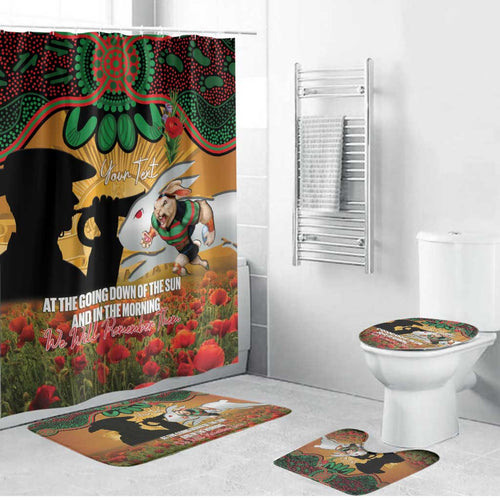 Personalised Rabbitohs Rugby ANZAC Day Bathroom Set Last Post Poppy We Will Remember Them