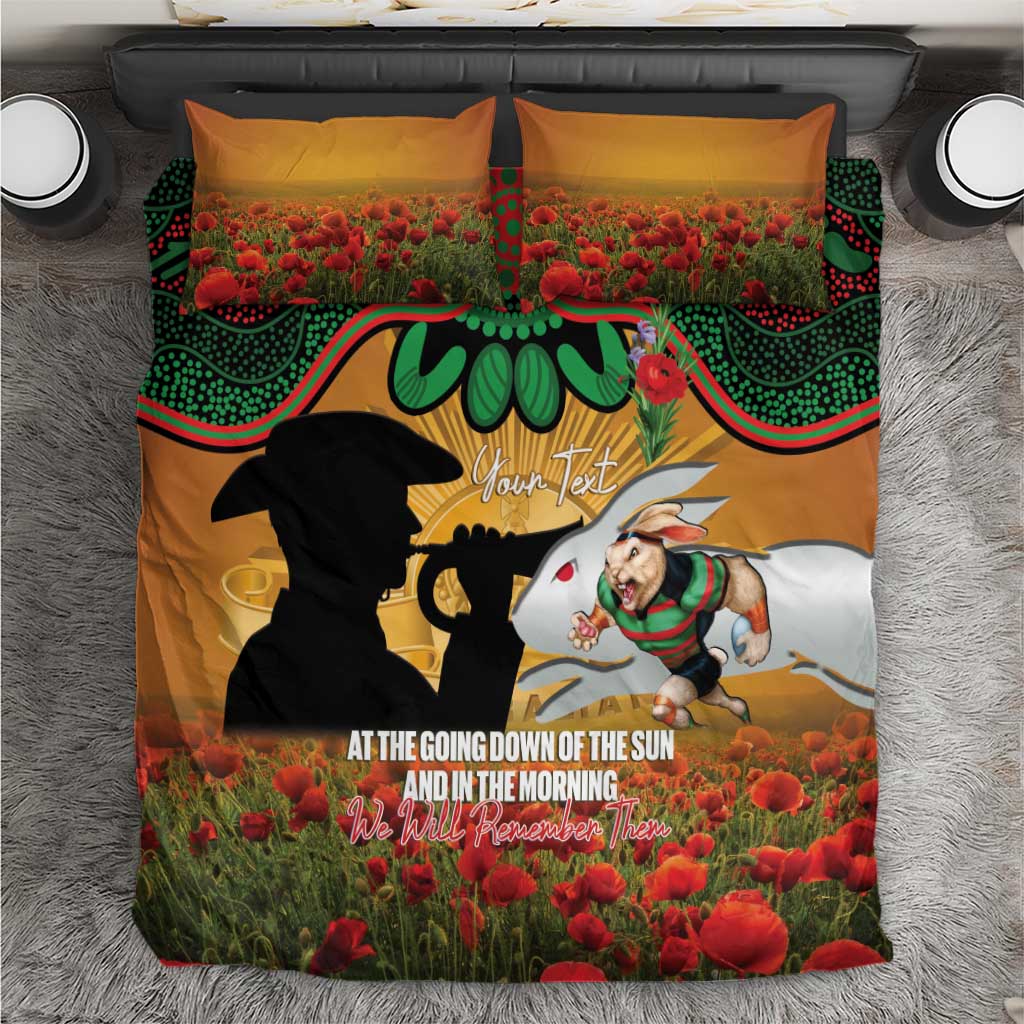 Personalised Rabbitohs Rugby ANZAC Day Bedding Set Last Post Poppy We Will Remember Them