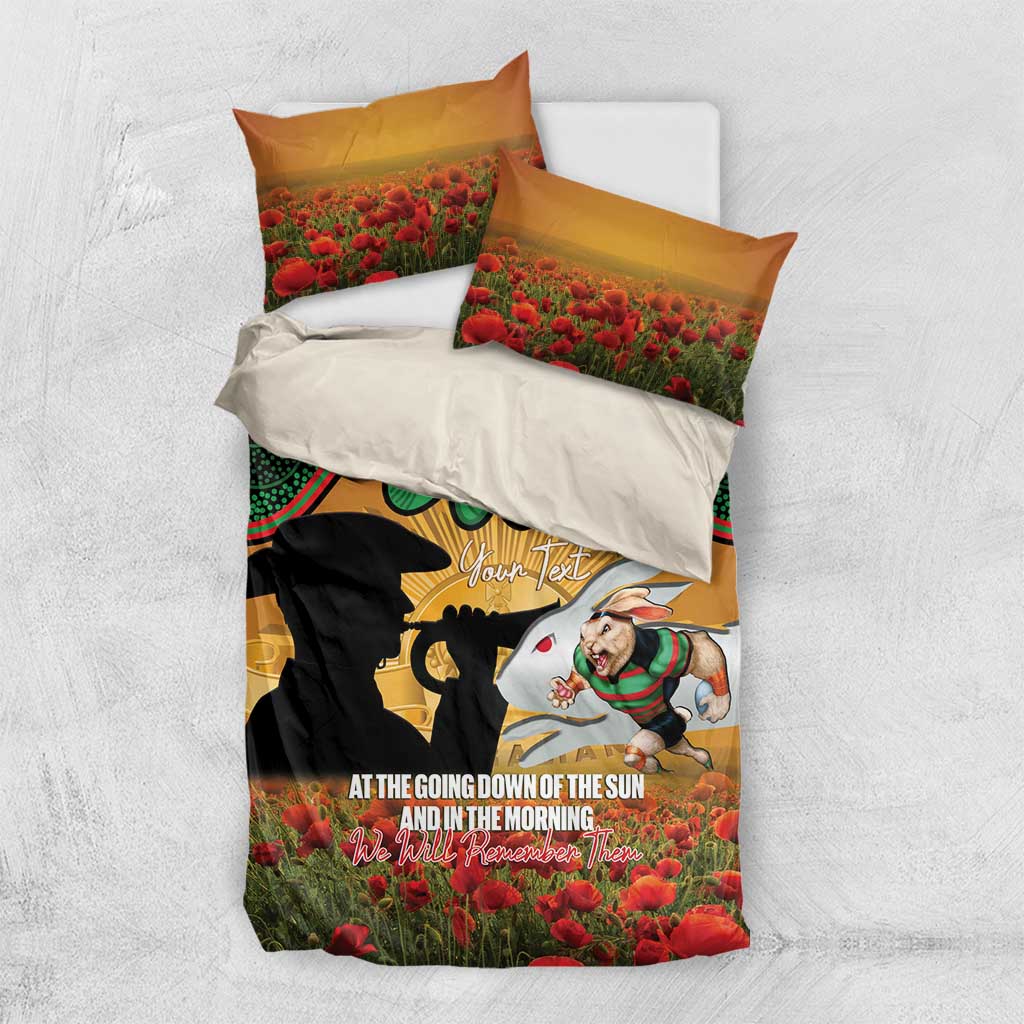 Personalised Rabbitohs Rugby ANZAC Day Bedding Set Last Post Poppy We Will Remember Them