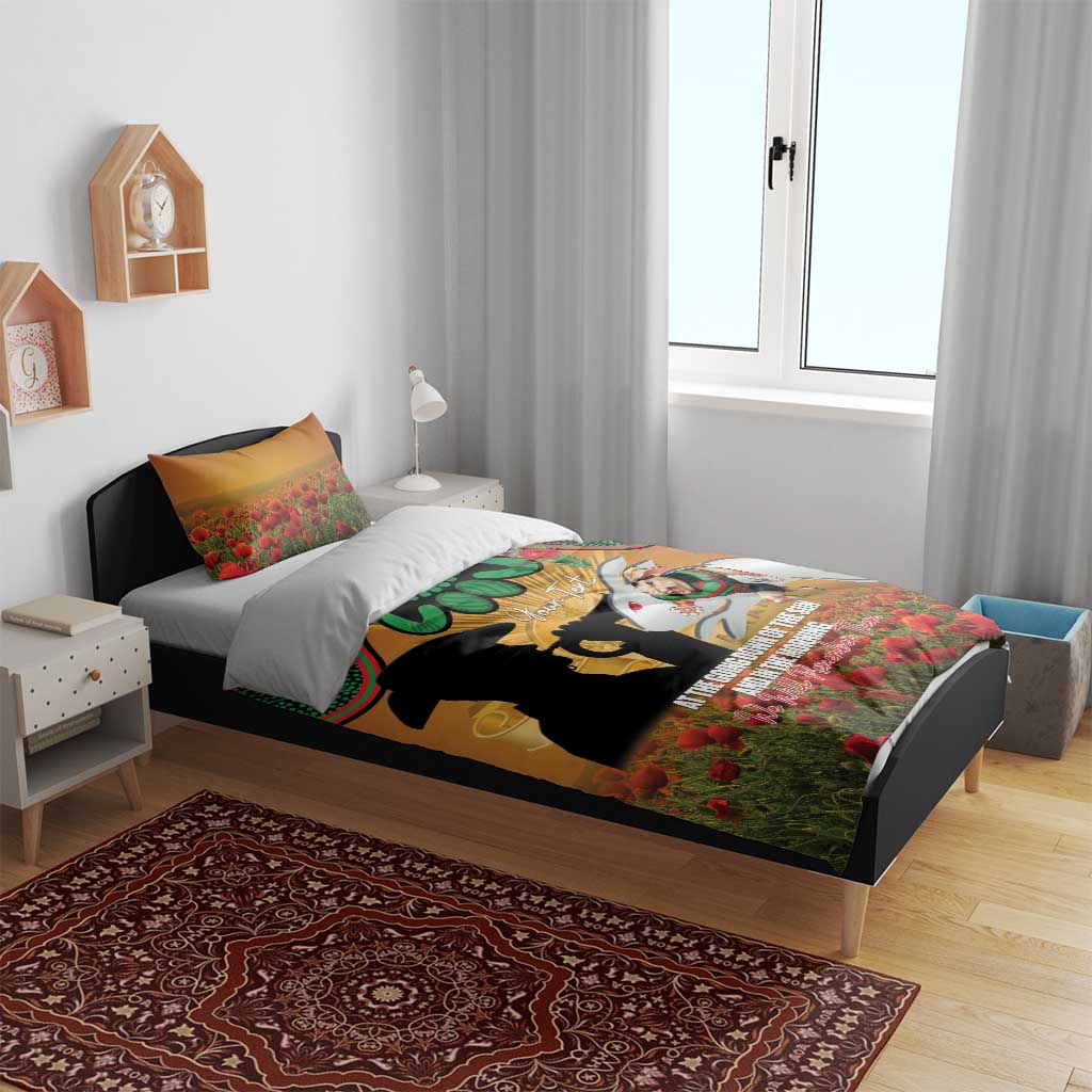 Personalised Rabbitohs Rugby ANZAC Day Bedding Set Last Post Poppy We Will Remember Them