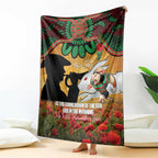 Personalised Rabbitohs Rugby ANZAC Day Blanket Last Post Poppy We Will Remember Them