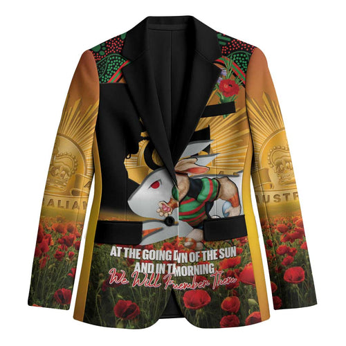 Personalised Rabbitohs Rugby ANZAC Day Blazer Last Post Poppy We Will Remember Them