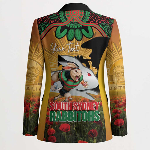 Personalised Rabbitohs Rugby ANZAC Day Blazer Last Post Poppy We Will Remember Them