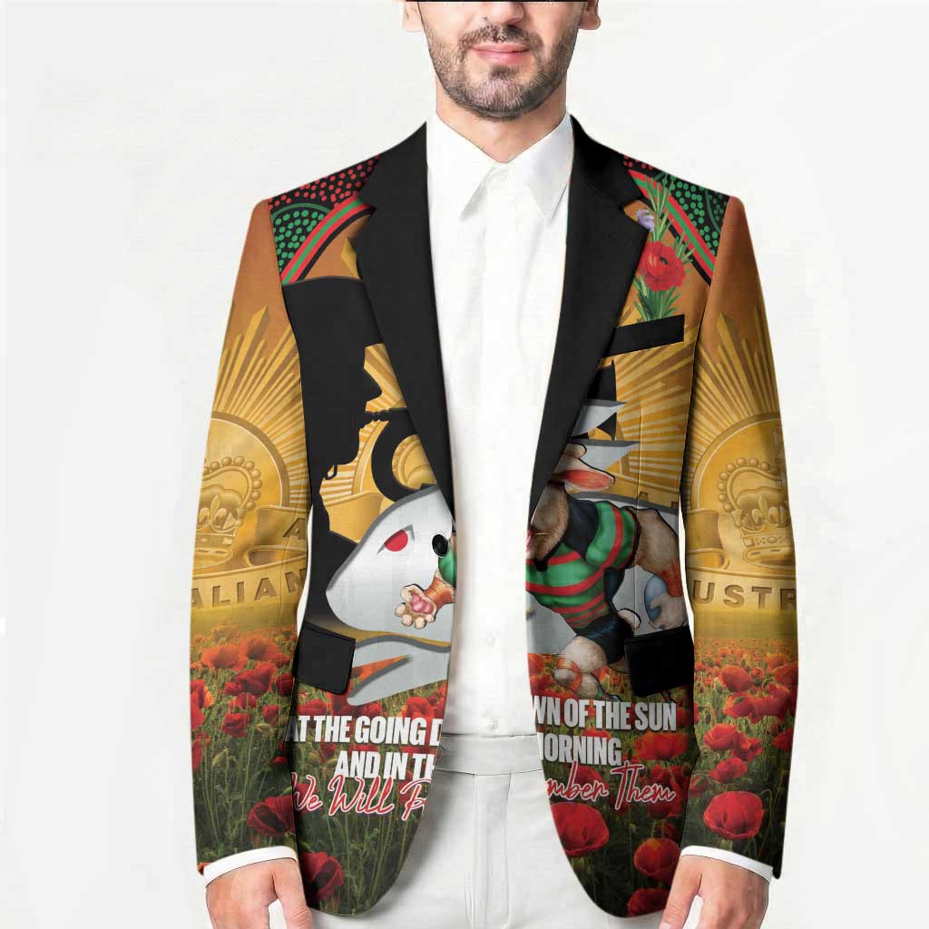 Personalised Rabbitohs Rugby ANZAC Day Blazer Last Post Poppy We Will Remember Them