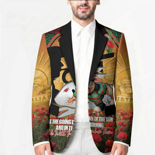 Personalised Rabbitohs Rugby ANZAC Day Blazer Last Post Poppy We Will Remember Them
