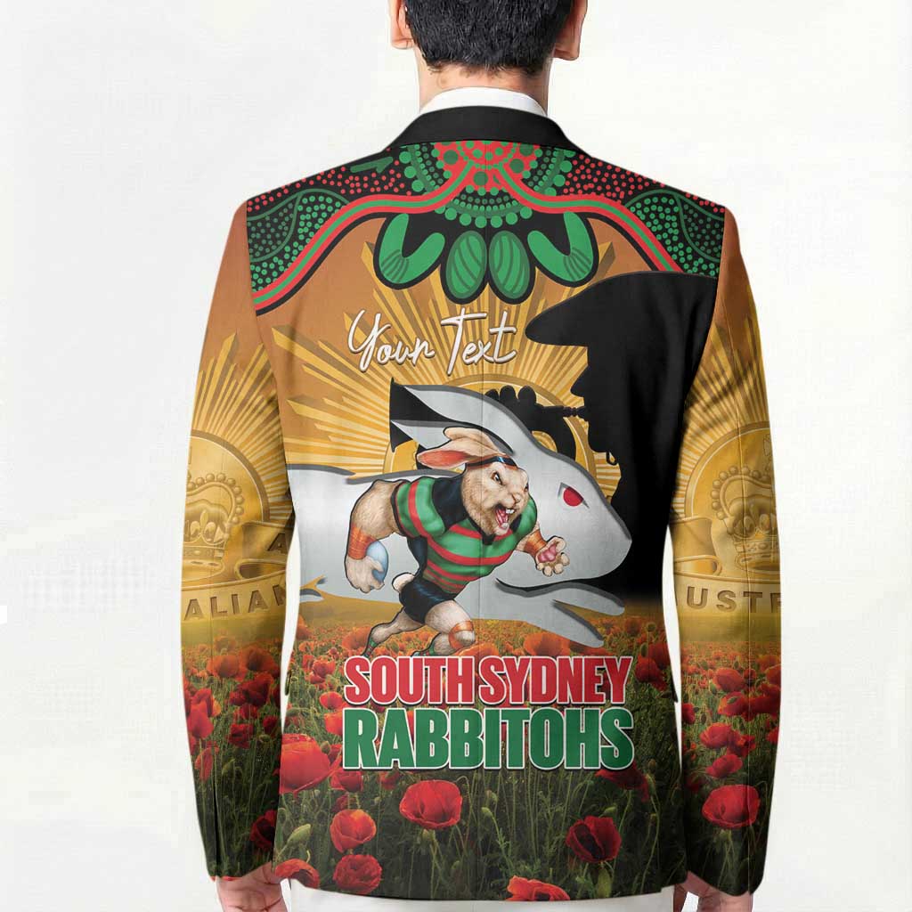 Personalised Rabbitohs Rugby ANZAC Day Blazer Last Post Poppy We Will Remember Them