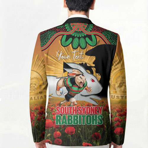 Personalised Rabbitohs Rugby ANZAC Day Blazer Last Post Poppy We Will Remember Them