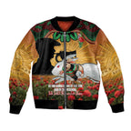 Personalised Rabbitohs Rugby ANZAC Day Bomber Jacket Last Post Poppy We Will Remember Them