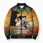 Personalised Rabbitohs Rugby ANZAC Day Bomber Puffer Jacket Last Post Poppy We Will Remember Them