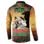 Personalised Rabbitohs Rugby ANZAC Day Button Sweatshirt Last Post Poppy We Will Remember Them