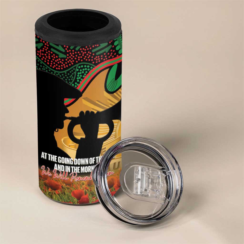 Personalised Rabbitohs Rugby ANZAC Day 4 in 1 Can Cooler Tumbler Last Post Poppy We Will Remember Them