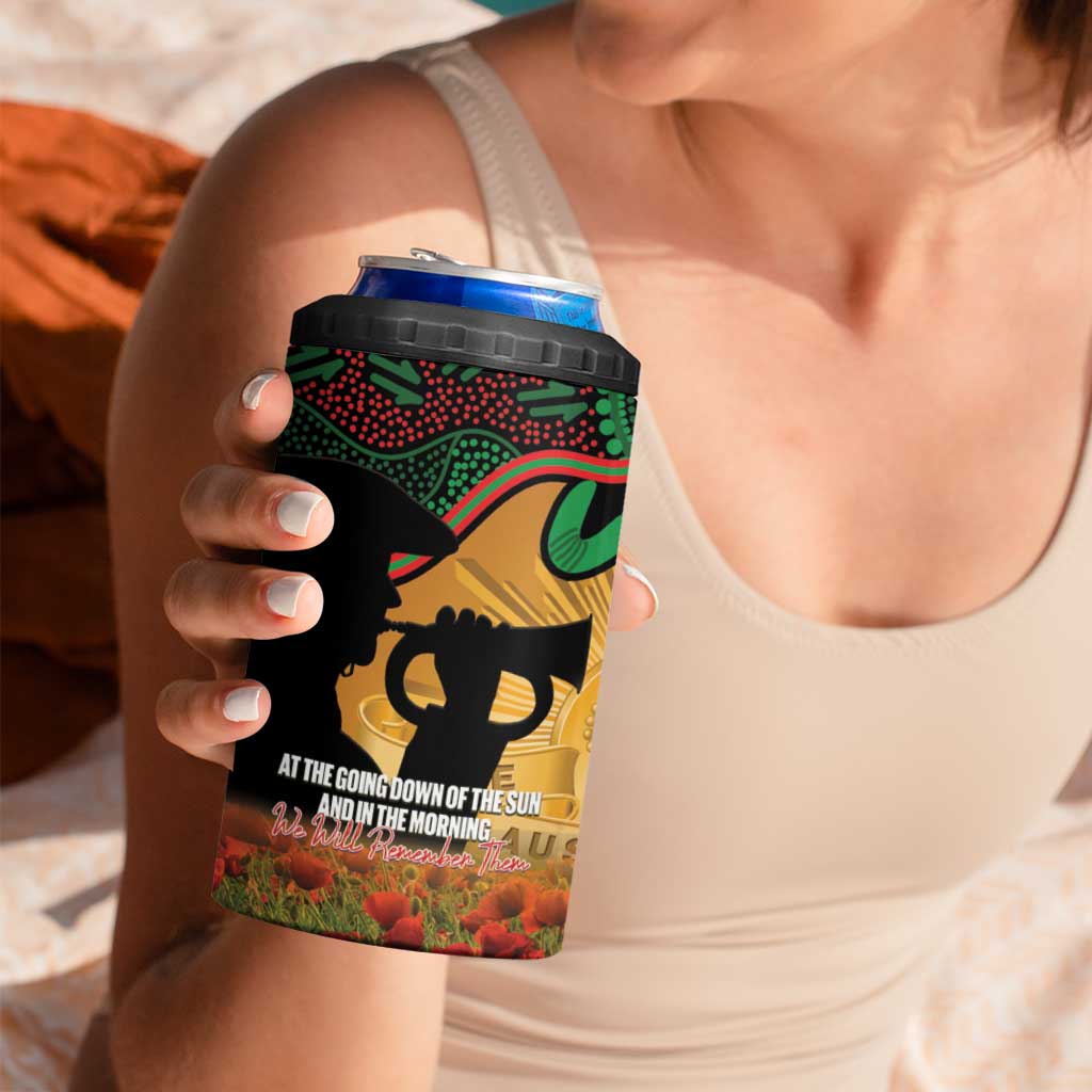 Personalised Rabbitohs Rugby ANZAC Day 4 in 1 Can Cooler Tumbler Last Post Poppy We Will Remember Them