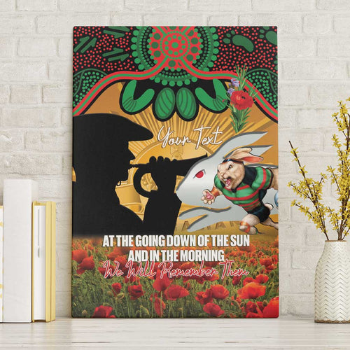 Personalised Rabbitohs Rugby ANZAC Day Canvas Wall Art Last Post Poppy We Will Remember Them