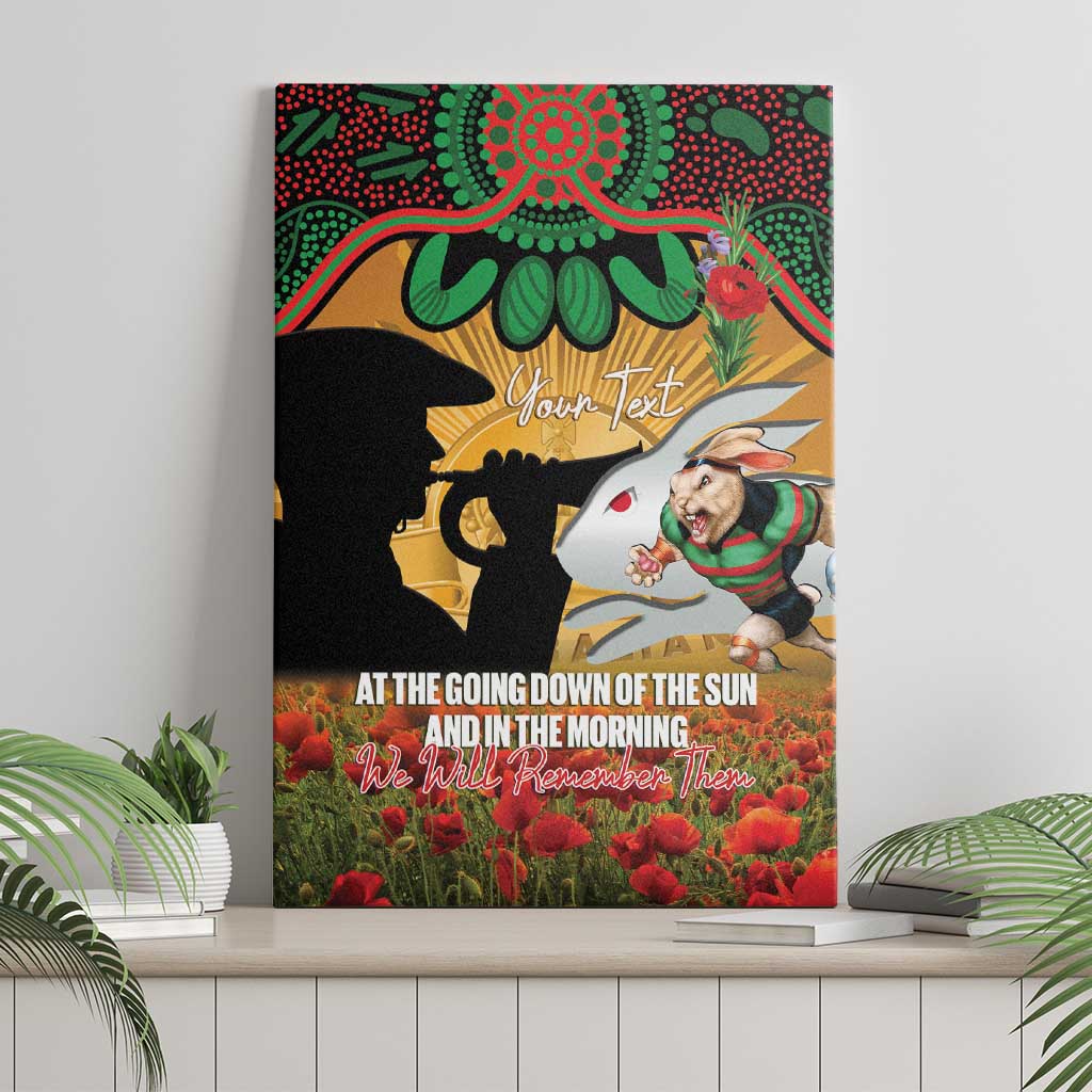 Personalised Rabbitohs Rugby ANZAC Day Canvas Wall Art Last Post Poppy We Will Remember Them