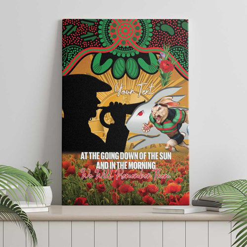 Personalised Rabbitohs Rugby ANZAC Day Canvas Wall Art Last Post Poppy We Will Remember Them