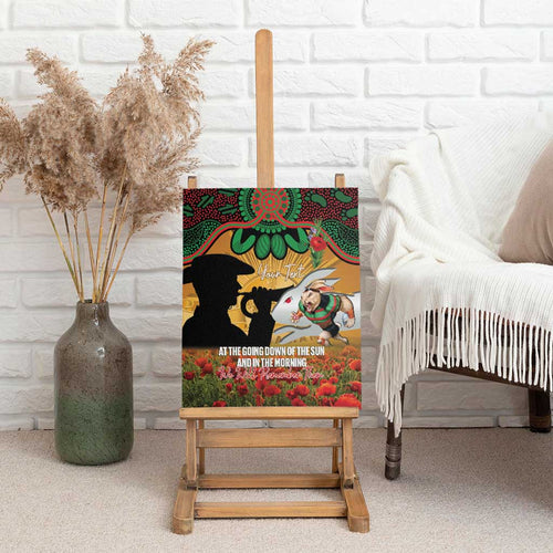 Personalised Rabbitohs Rugby ANZAC Day Canvas Wall Art Last Post Poppy We Will Remember Them