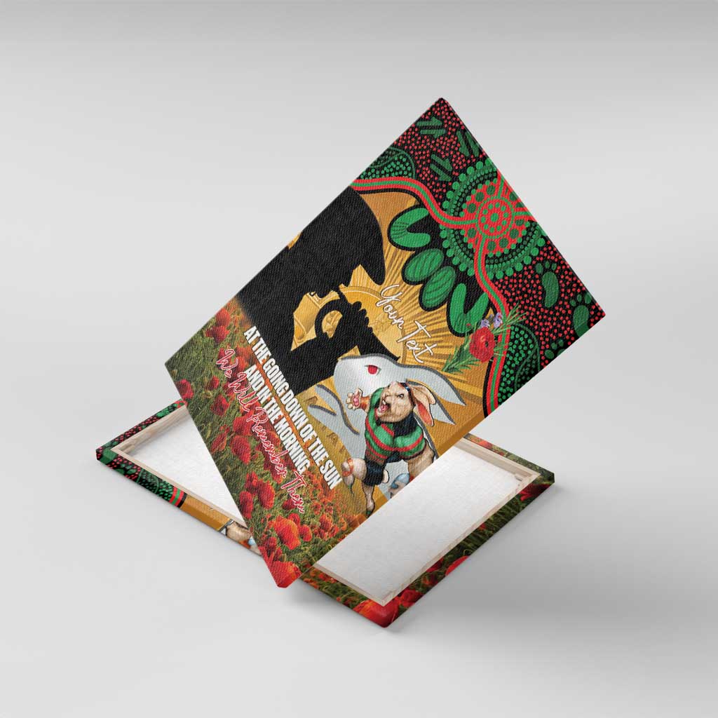 Personalised Rabbitohs Rugby ANZAC Day Canvas Wall Art Last Post Poppy We Will Remember Them