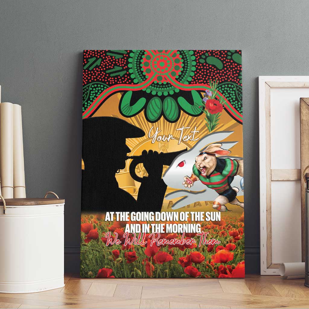 Personalised Rabbitohs Rugby ANZAC Day Canvas Wall Art Last Post Poppy We Will Remember Them