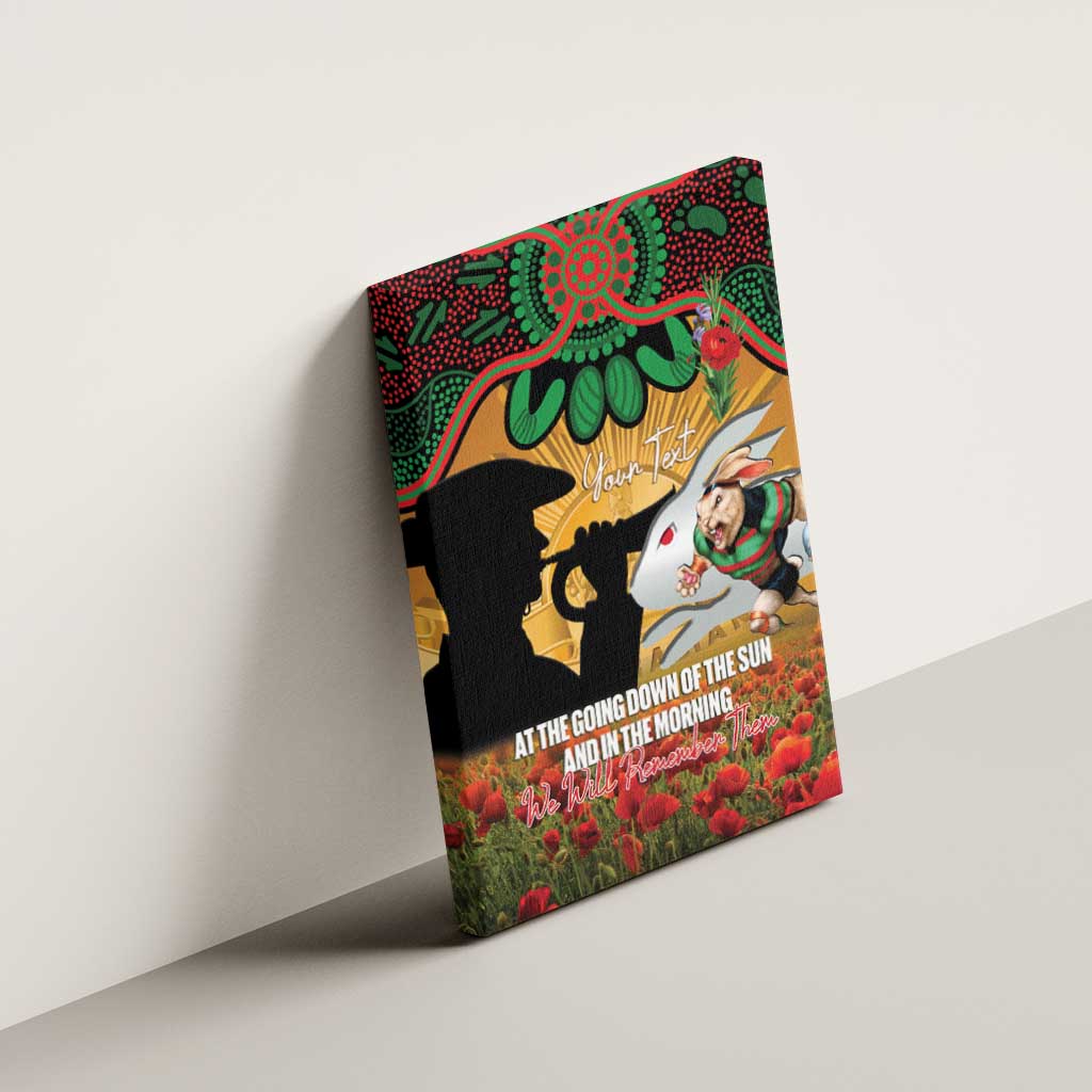 Personalised Rabbitohs Rugby ANZAC Day Canvas Wall Art Last Post Poppy We Will Remember Them