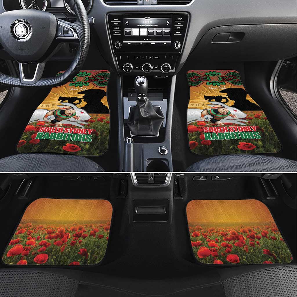 Personalised Rabbitohs Rugby ANZAC Day Car Mats Last Post Poppy We Will Remember Them