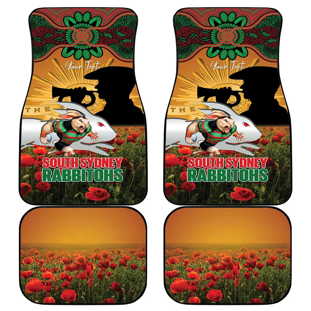 Personalised Rabbitohs Rugby ANZAC Day Car Mats Last Post Poppy We Will Remember Them