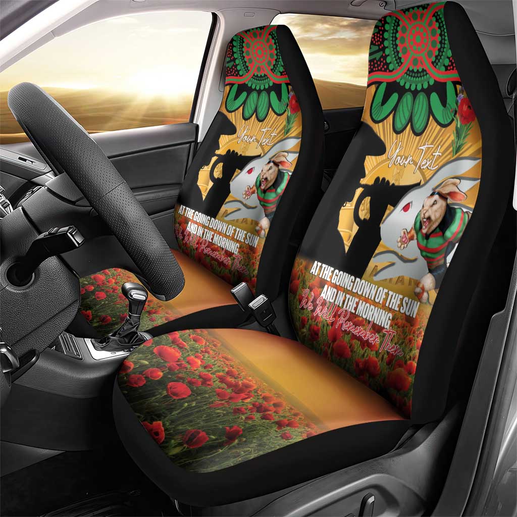 Personalised Rabbitohs Rugby ANZAC Day Car Seat Cover Last Post Poppy We Will Remember Them