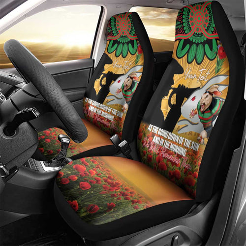Personalised Rabbitohs Rugby ANZAC Day Car Seat Cover Last Post Poppy We Will Remember Them