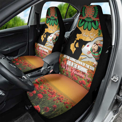 Personalised Rabbitohs Rugby ANZAC Day Car Seat Cover Last Post Poppy We Will Remember Them