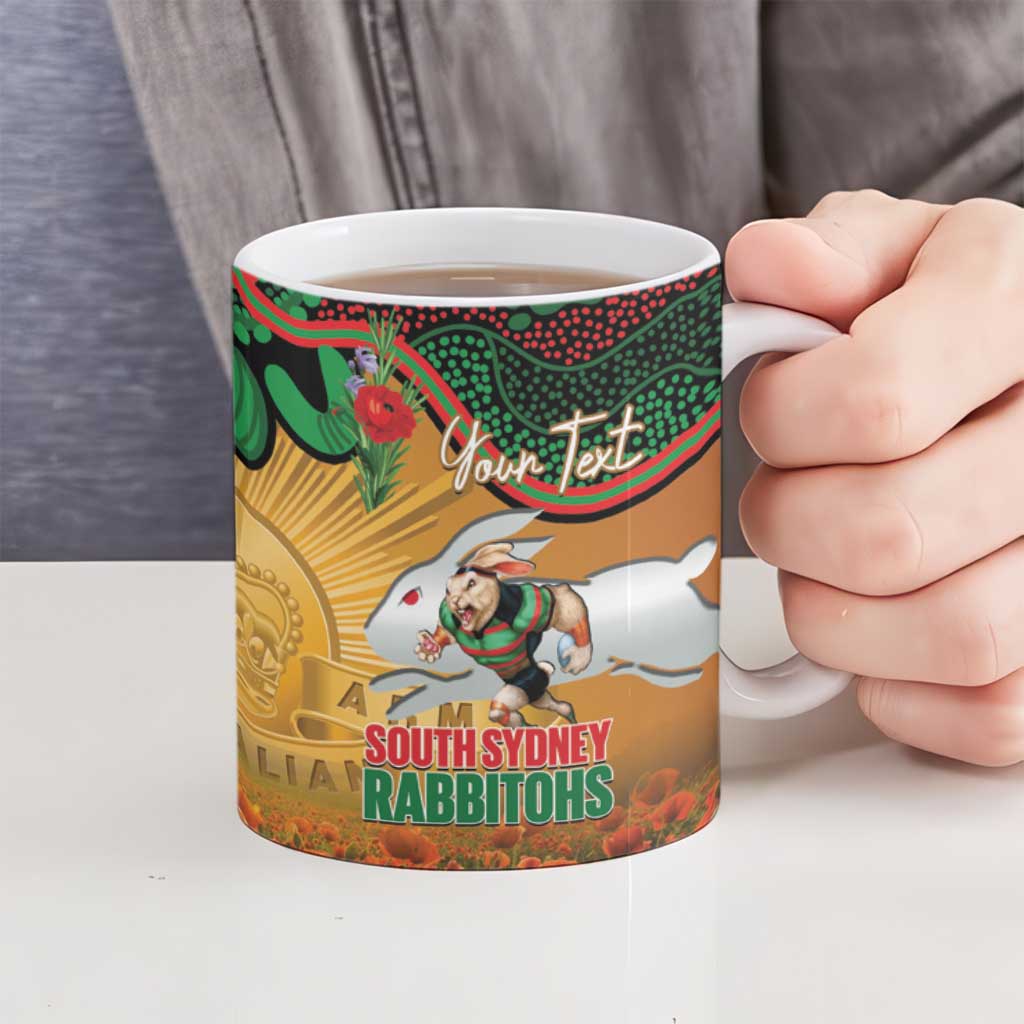 Personalised Rabbitohs Rugby ANZAC Day Ceramic Mug Last Post Poppy We Will Remember Them