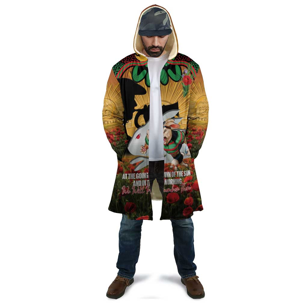 Personalised Rabbitohs Rugby ANZAC Day Cloak Last Post Poppy We Will Remember Them